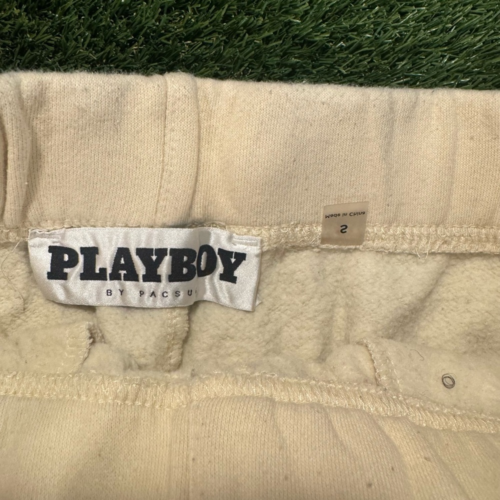 PLAYBOY Cream Sweatpants with Red Lettering - Picture 5 of 5